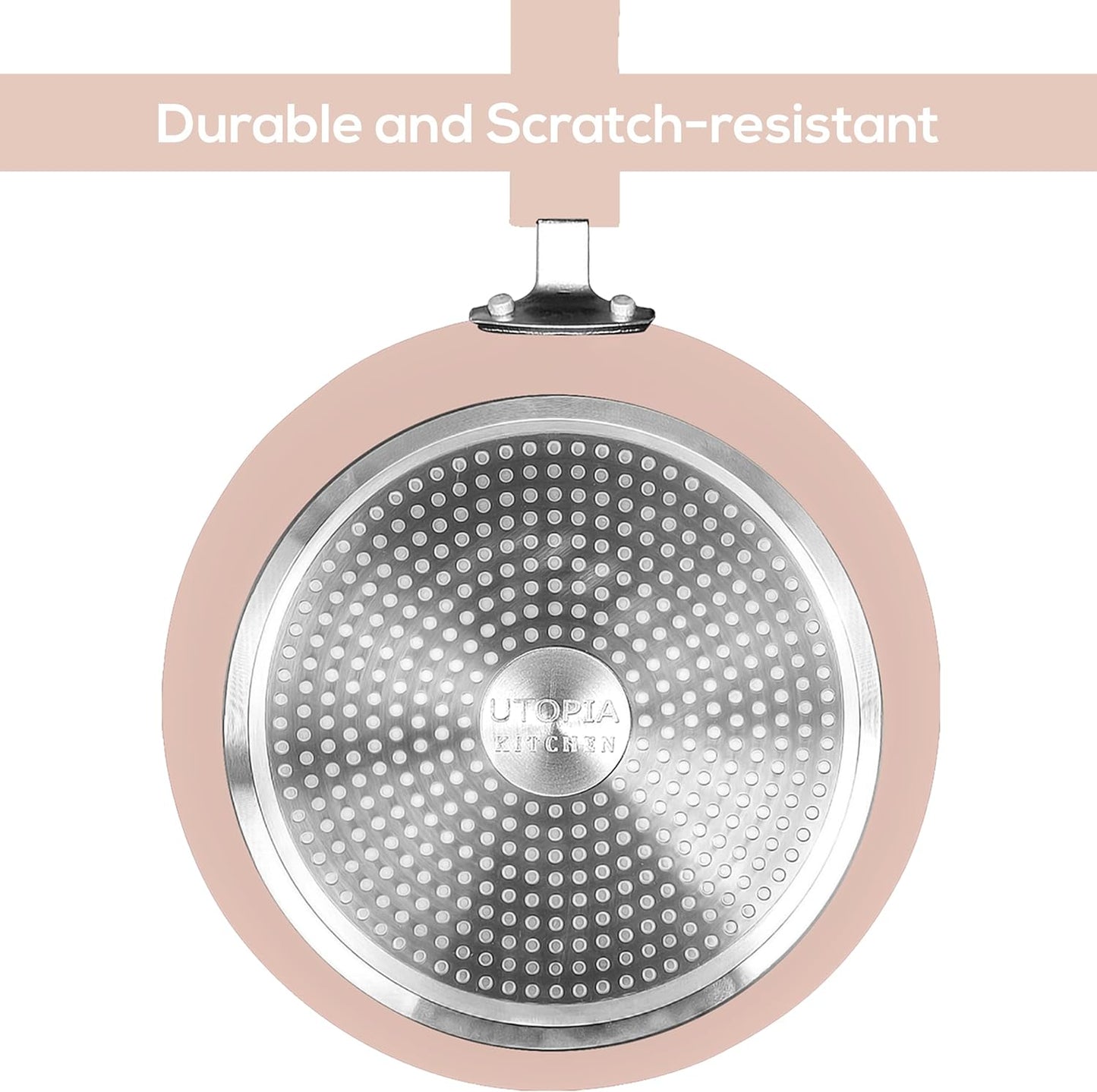 Utopia Kitchen Nonstick Cookware 3 Piece Set, Non-Stick Frying Pans with Induction Bottom, 8, 9.5 & 11 Inches Frying Pans with Bakelite Handles, PFOA Free, Pink & Black