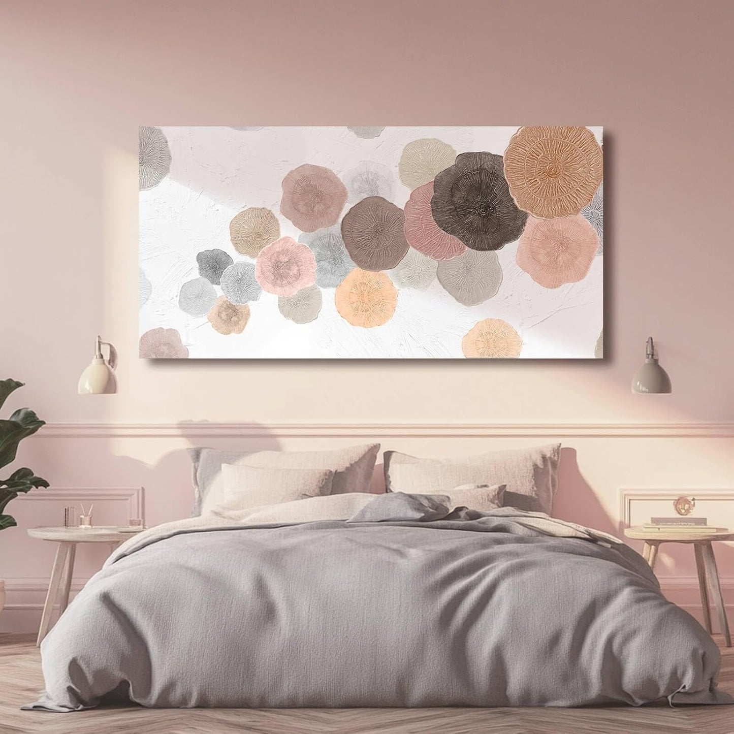 VAYIMDH Pink and Grey Painting on White Background Large Abstact Living Room Artwork Canvas Textured Wall Art for Bedroom Office 29"x 58" Hallway Decor