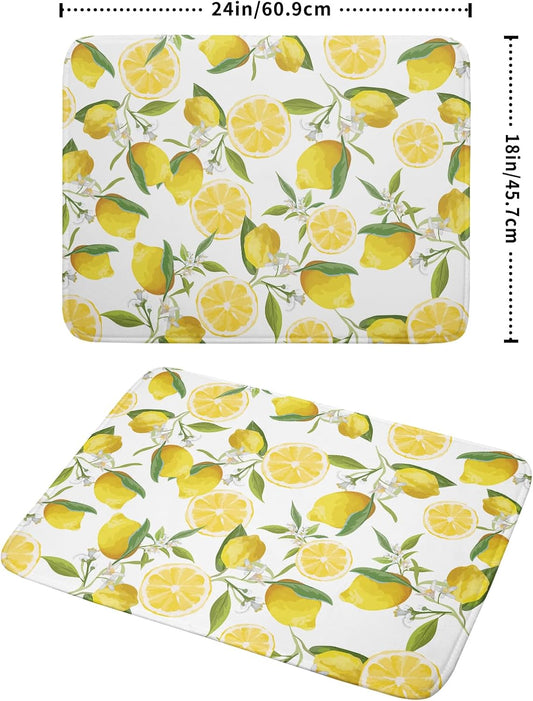 Lemon Drying Mats for Kitchen Counter 18×24 Inch Large Drying Mat for Dishes Yellow Lemon Kitchen Decor Accessories Watercolor Microfiber Dish mat Rack Mat Drainer Pad Washable Absorbent Dry Mat