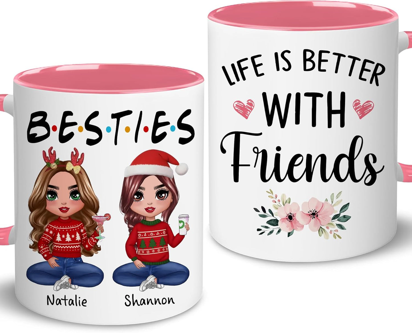 Personalized Bestie Cup - Christmas, Birthday Friendship Gifts With Custom Name, Avatar And Choose Quote - Gifts For Besties, BFF, Female Friend, Sister - Friendship Day Gift For Women, Her