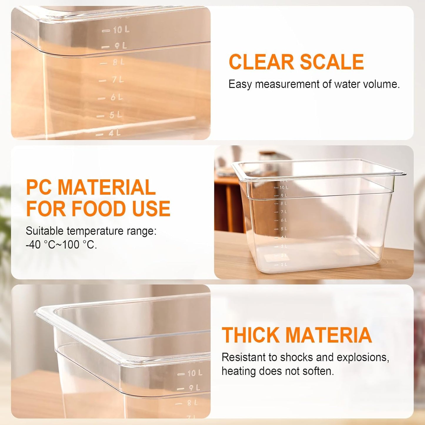 HOMENOTE Sous Vide Container 12 Quart With Lid,BPA Free Complete Accessories For Anova and Most Sous Vide Cookers,Anova Container Kit