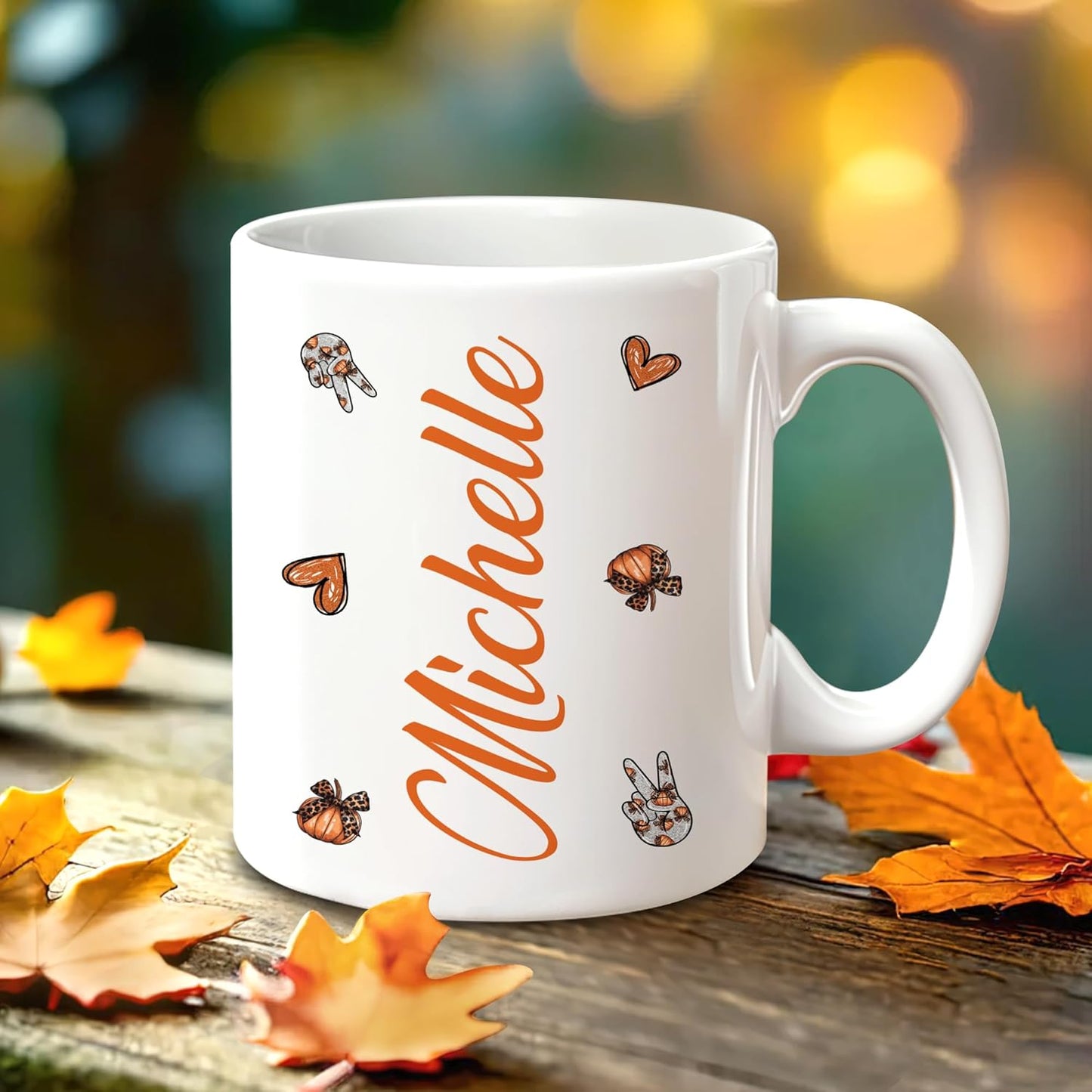 Hyturtle Personalized Fall Autumn Mug Gifts - Pumpkin Spice - Custom Name Coffee Cup Ceramic Mug 11oz 15oz - Autumn Gifts - Fall Thanksgiving Decor Gift - Birthday Christmas