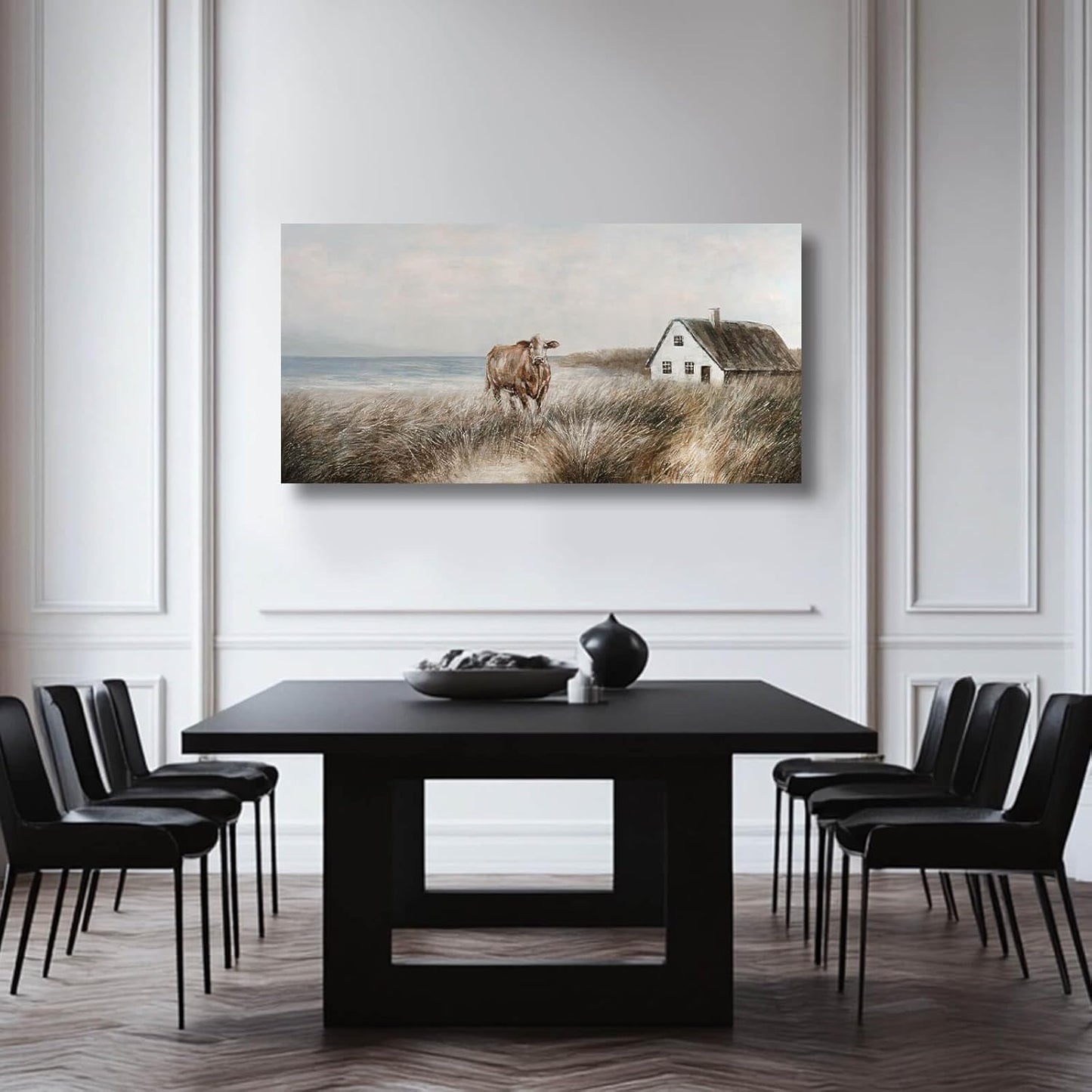 Western Decor Farmhouse Wall Art Cow Wall Art Rustic Painting Poster for Men's Bedroom Office Home Decorations for Living Room 24"x48"