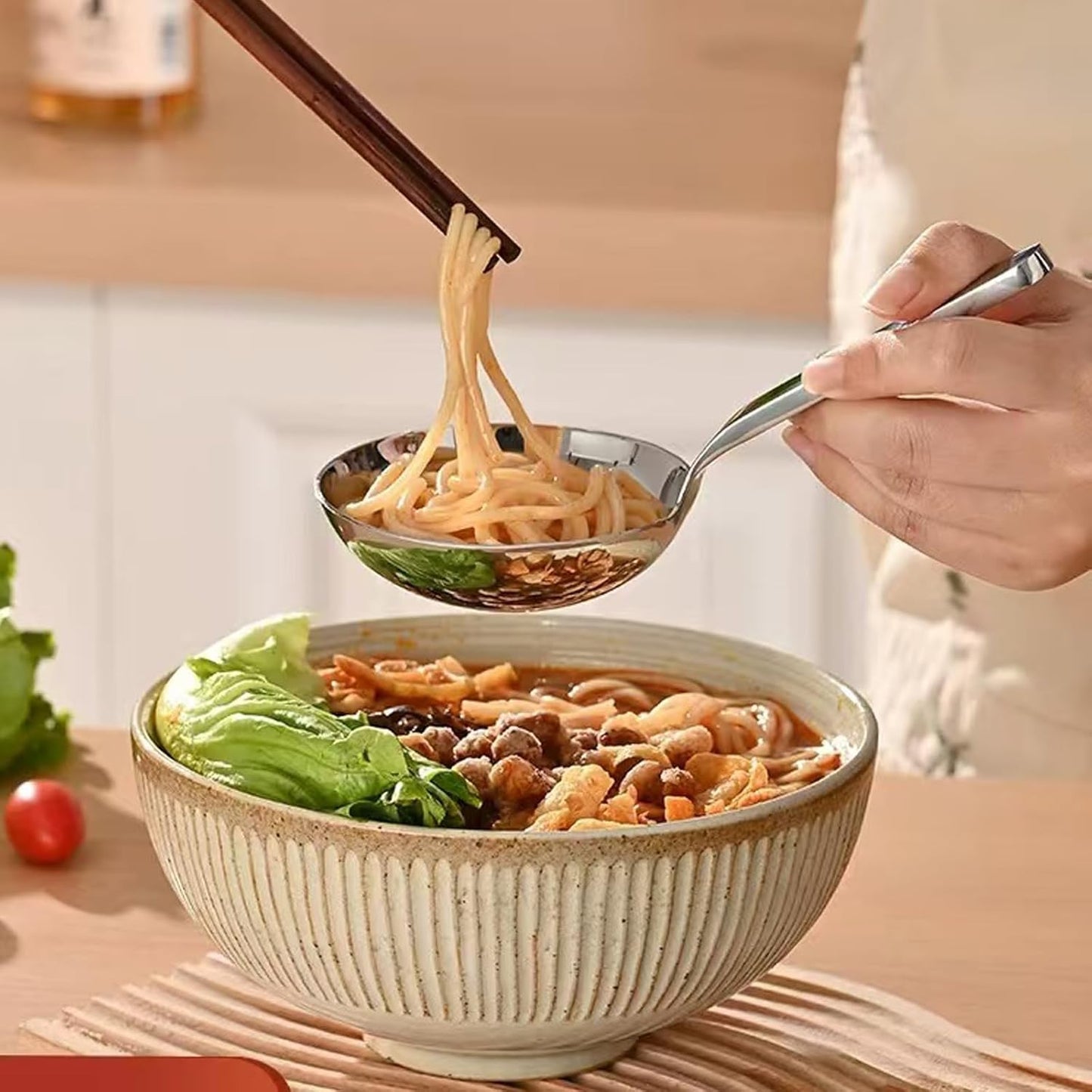 Heavy-Duty Ladle (Short Handle) Big Spoon 18/10 Stainless Steel Ladle for Serving, 7.1 inch, 1Pack (Silver)