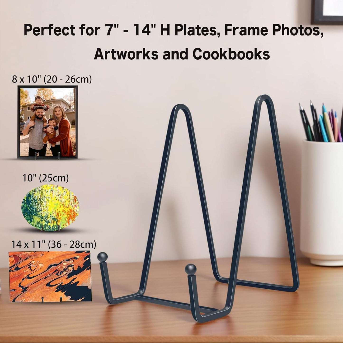 3 Packs 6 Inch Plate Stands for Display,Table Top Picture Stands,Small Black Metal Frame Holder for Plates, Photos, Books,Decor