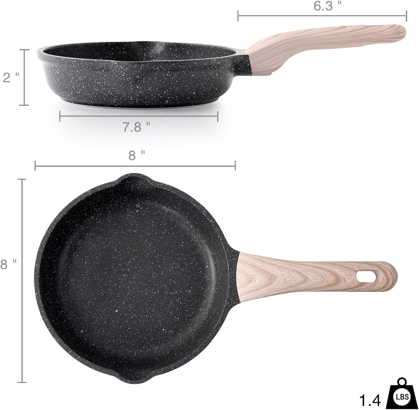 Kordisen Nonstick Frying Pan Skillet, 8 Inch Small Egg Omelet Pan, Healthy and Non Toxic, Induction Compatible, PFOA Free