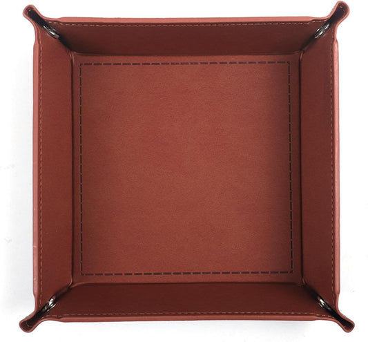 siduater Valet Tray Desktop Storage Organizer – Vegan Leather Catchall Tray Bedside Vanity Tray Nightstand Caddy Holder for Remote Controller, Watch, Keys, Phone, Wallet, Coin, Jewelry, Brown