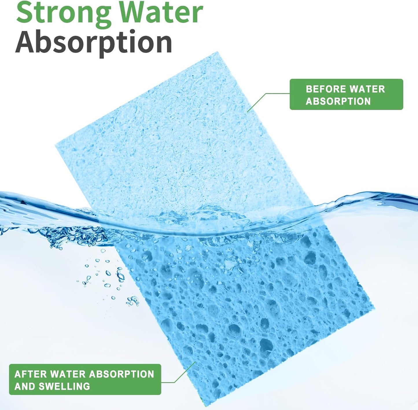 Non-Scratch Kitchen Sponges 6 PCS | Compressed Cellulose Sponges | Natural Biodegradable Sponge for Kitchen Dishes Bathroom Cars | DIY Cut-Outs for Kids