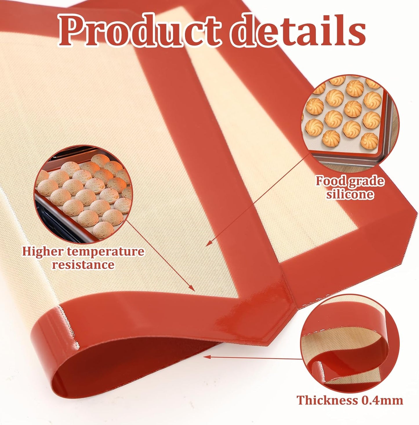 Silicone Baking Mats Cookie Sheet, Set of 8,4 Pcs 11.8" x 8.27" Quarter Sheet & 4 Pcs 8" Round Silicone Mat, Oven Mat for Bottom of Oven, Reusable Perforated Baking Mats for Cookies, Bread, Pastry