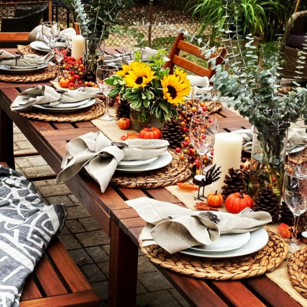 CENBOSS Woven Placemats (13.5" Set of 8, Brown Wash) Round Placemat, Wicker Place mats, Rattan Place mat, Plate Chargers