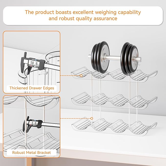 Yieach 3 Tier Stackable Water Bottle Organizer for Cabinet - Larger Compartment Water Bottle Holder for 40 oz Stanley Cup,Yeti and Other Tumbler Organizer,Waterbottle Storage and Wine Rack for Fridge