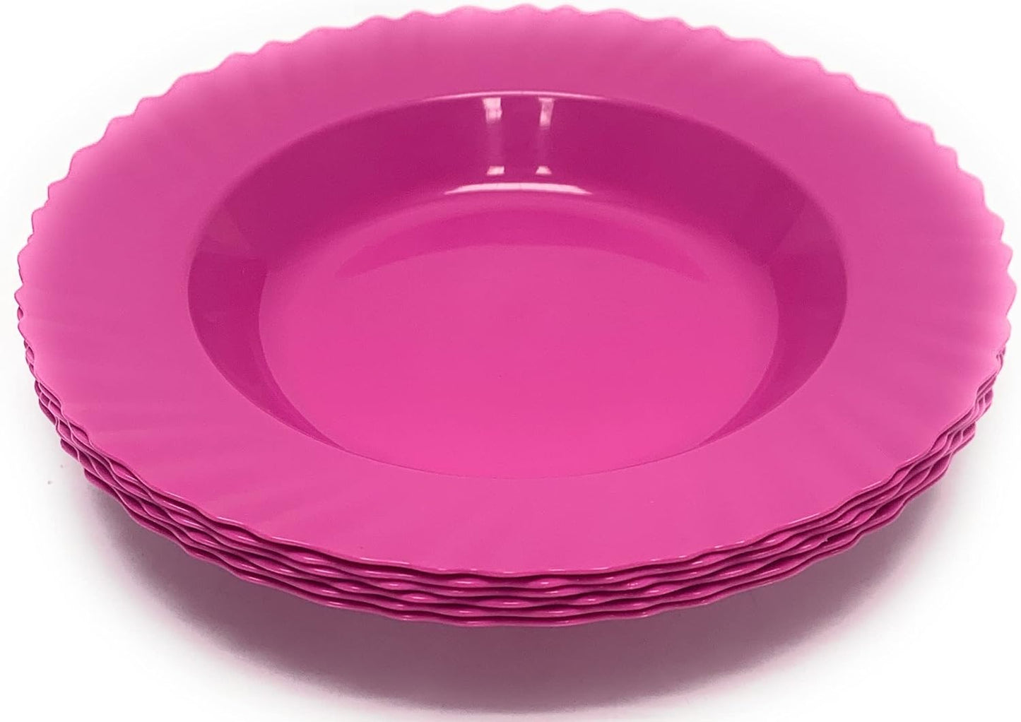 Mintra Home Curly Collection (9in Deep Plate - 6pk, Fuchsia)