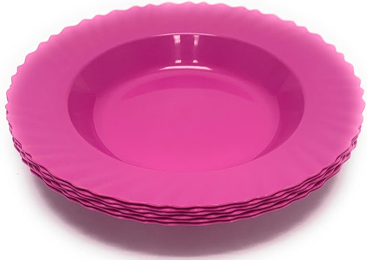 Mintra Home Curly Collection (9in Deep Plate - 6pk, Fuchsia)