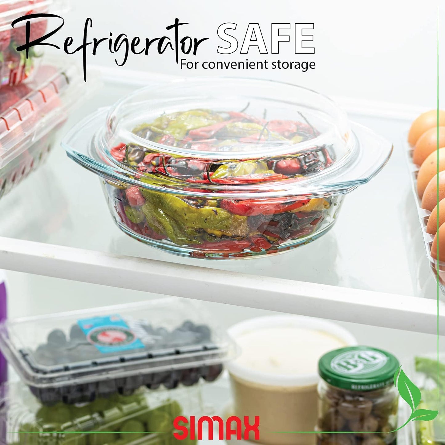 Simax Casserole Dish with Lid, 1.5 Quart Round Glass Casserole Dishes for Oven with Lid and Handles, Baking Dishes for Oven, Covered Bowl for Cooking, Baking, Serving, Microwave, Dishwasher, and Oven Safe Cookware