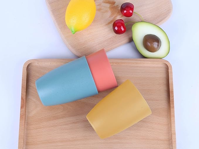 LuckyZone Wheat Straw Reusable Cup (12 oz) - Unbreakable Drinking Glasses Sets - Dishwasher Safe Tumbler - Lightweight, BPA Free and Eco friendly (6Pcs/6Color)