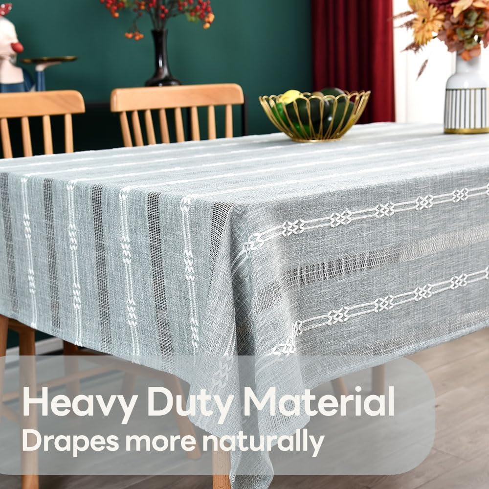 Heavy Duty Cotton Table Cloth for Rectangle Table Rectangular Farmhouse Vintage Tablecloth Washable Rustic Table Cover (Gray, Rectangle, 52''x 98'', 8-10 Seats)