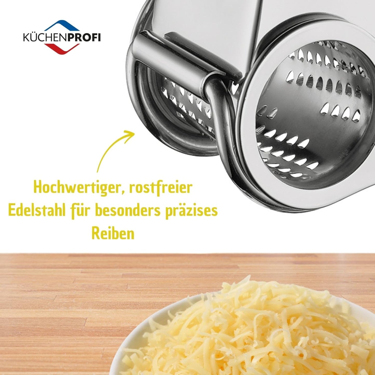 Küchenprofi Stainless Steel Single Drum Rotary Cheese Grater, for Chocolate and Nuts - Durable Stainless Steel Rotary Grater