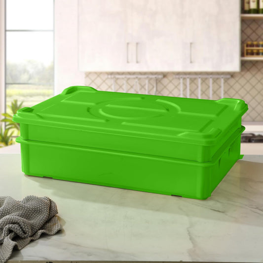 4-Pack Commercial Dough Proofing Box | Pizza/Bread Sourdough Food Storage Containers for Bakeries, Storage Bins with Lids (4 Pack Green, 22.8" L x 15.5" W x 6.1" H)