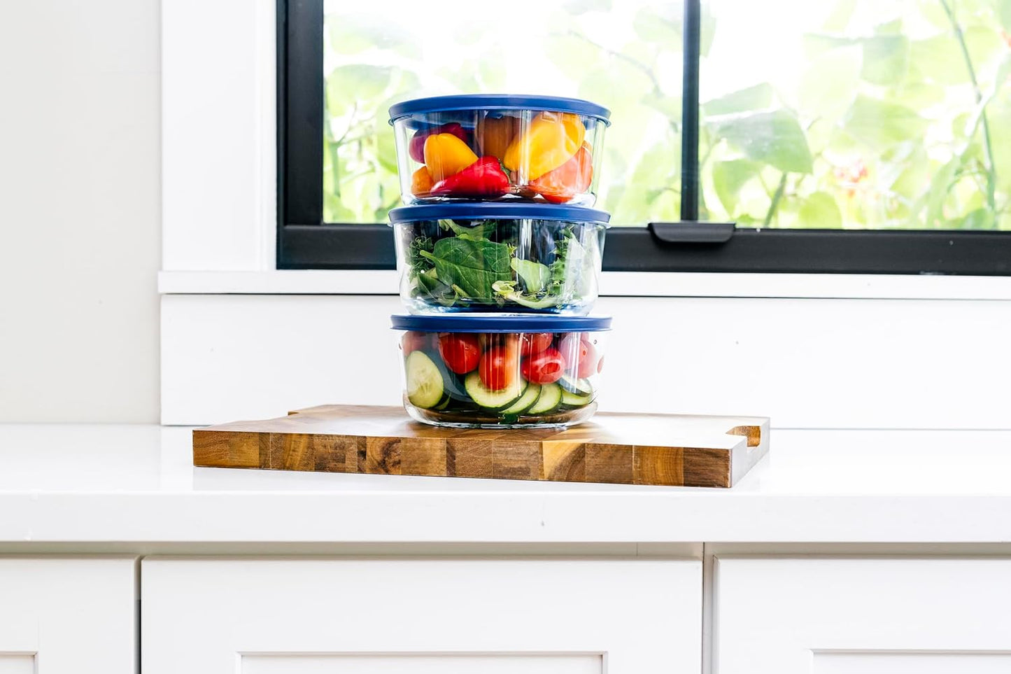 DURA LIVING 6-Piece Glass Food Storage Containers Set (3 Containers + 3 BPA-Free Lids) | 2-Cup, Leakproof | Microwave, Freezer, Oven & Dishwasher Safe | Ideal for Meal Prep & Pantry Organization