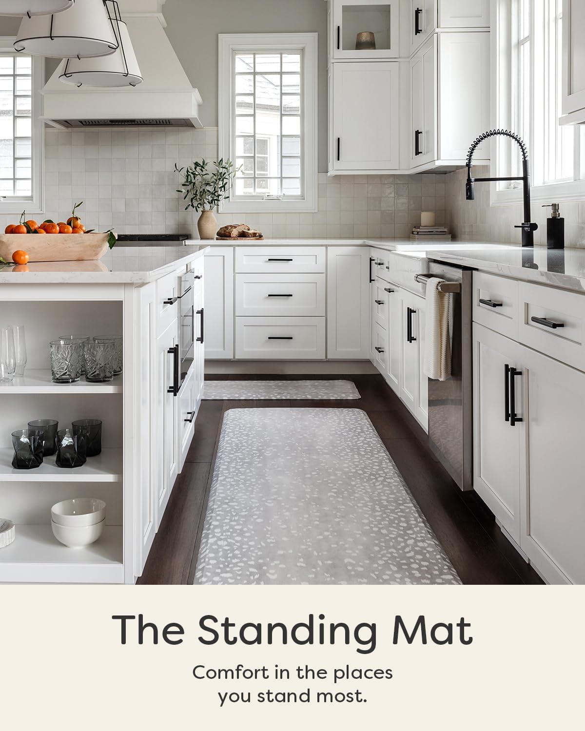 House of Noa Nama Standing Mat – Anti-Fatigue Cushioned Kitchen Mats for Floor | Ergonomic Bounce-Back Foam Kitchen Mats | Anti-Fatigue Mats for Kitchen & Standing | Fawn Silver | 22" x 36"