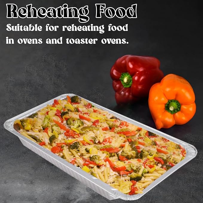 INFINITY EL Disposable Aluminum Foil Pans with Lids 10 Pack | Half-Size 12.5"x 10"x 2.5" Deep Disposable Baking Pan | Heavy Duty Aluminum Pan for Roasting Turkey, Lasagna, Thanksgiving, Christmas