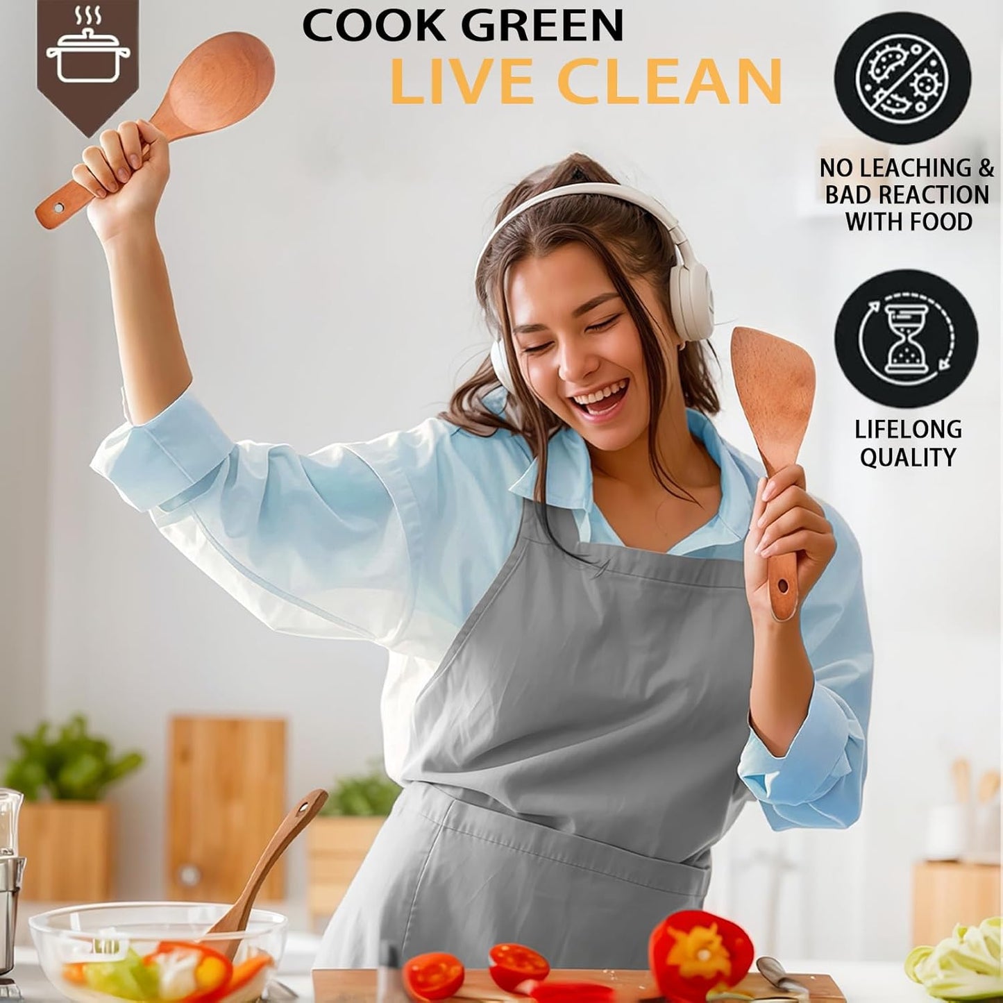 Wooden Rice Paddle Nonstick Rice Spoon Wooden Spatula for Cooking Sushi Rice Paddle for Rice Potato, 8.9" x 2.9"