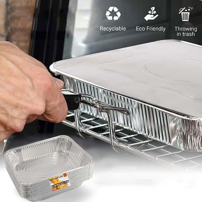 10 Pack Aluminum Pans With Lids,12.5x10.2 Extra Heavy Duty Durable Disposable Aluminum Foil Pans,Half Size Deep Steam Table Pans -Baking Pans for Cooking,Food Prepping,Party Holidays BBQ