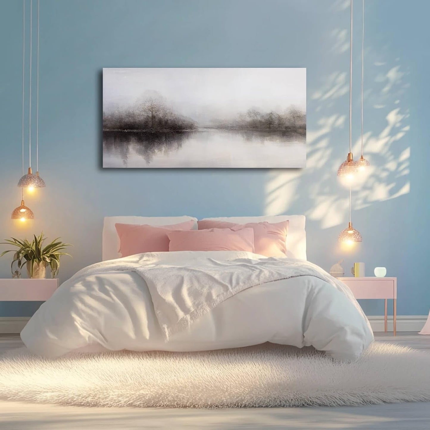 CHUDANHAO Wall Art for Living Room Large Wall Decor Abstract Pictures Black And White Artwork Landscape Poster Art for Home Office 24"x48"