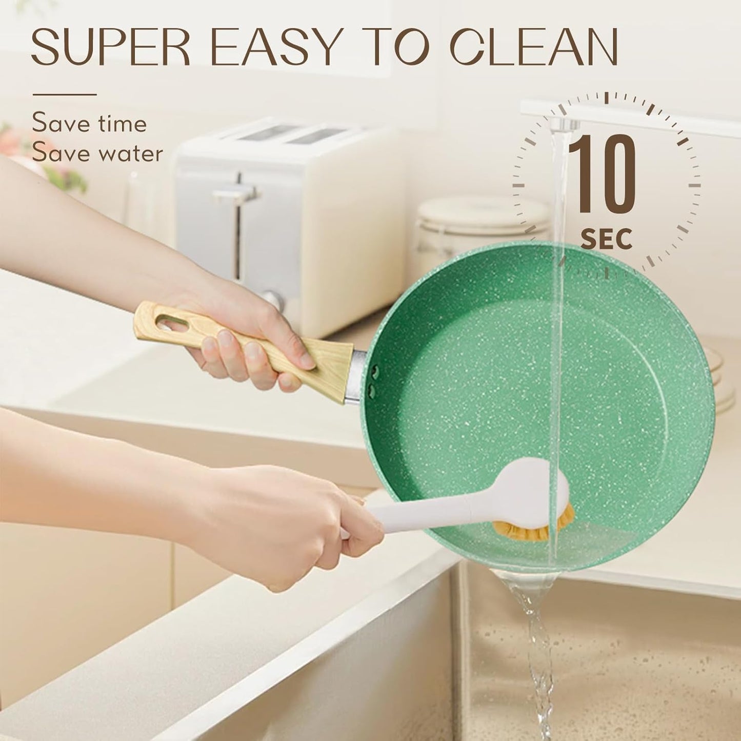 Innerwell Nonstick 11 Inch Skillet, Aluminum, Ergonomic Handle, Non-Toxic, Safe, Healthy, Easy Clean, Suitable for All Stovetops