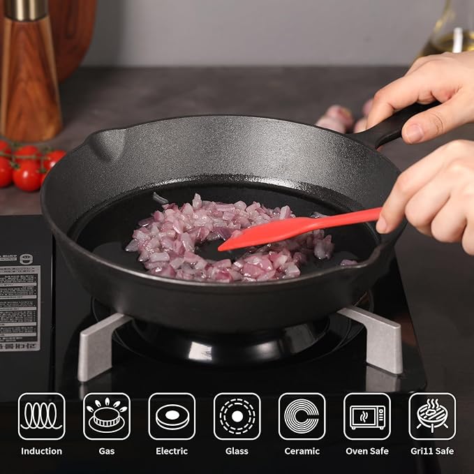 Cast Iron Skillets Non-Stick Frying Pans Griddle Egg Pan Round Indoor/Outdoor,Stove, BBQ, Grill Cookware，8 Inch