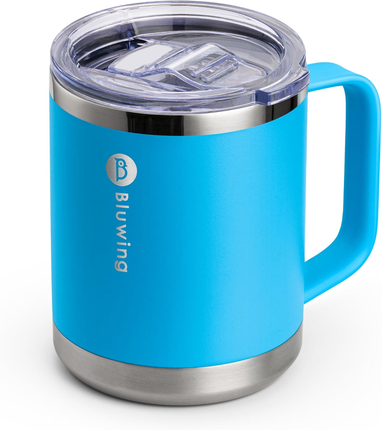 Stainless Steel Mug with Handle-Double Wall Insulated Camping Coffee Mug Stainless Steel Travel Tumbler Cup for Camping, Office, Home, Sweat Proof (Sky Blue)