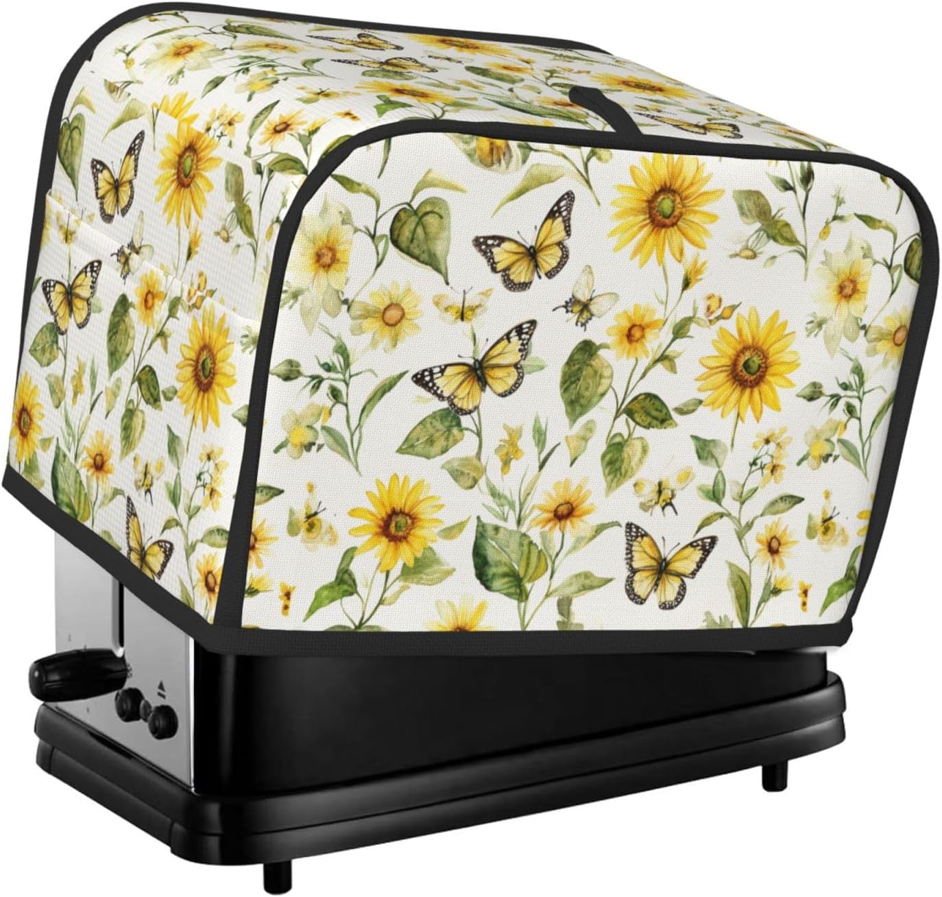 Toaster Cover 2 Slice Watercolor Sunflower Butterfly Kitchen Small Appliance Covers with Pockets Dust and Fingerprint Protection