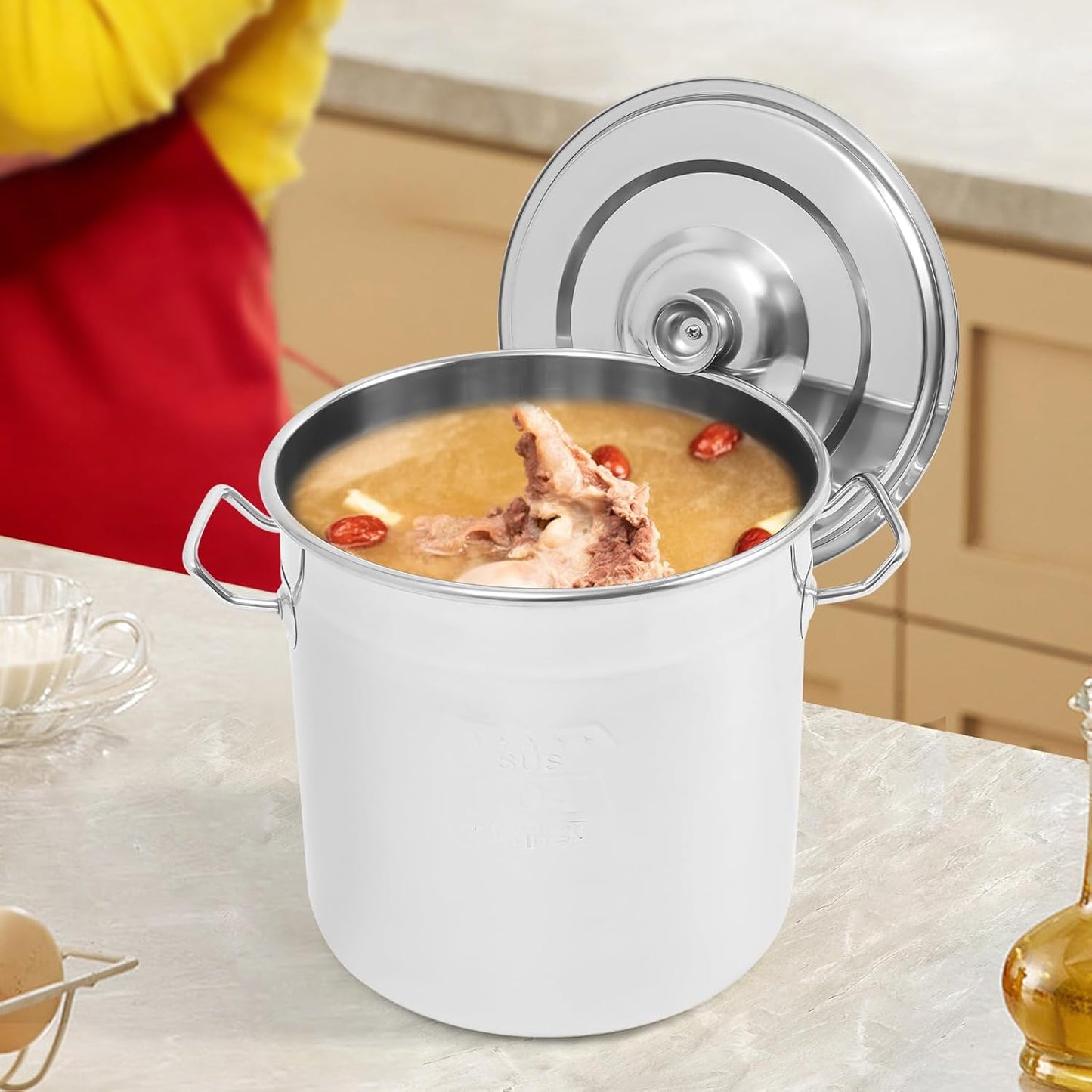 Stock Pot with Lid, 304 Stainless Steel Big Pots for Cooking, 12 Quart Stockpots with Hanging Lid and Handle, Anti-Corrosion, Anti-Rust, Used for Induction Stoves, Gas Stoves, Electric Stoves