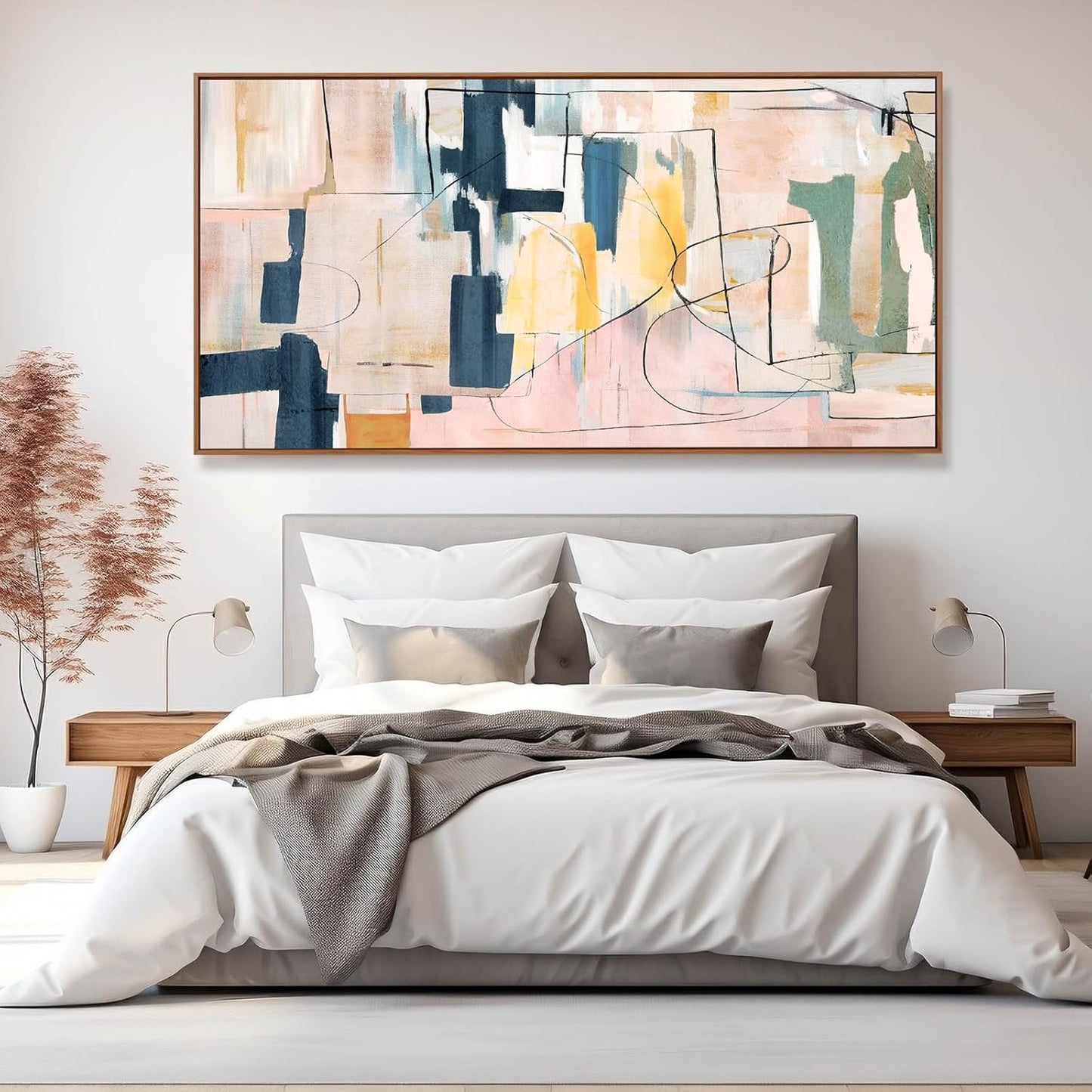 Abstract Wall Decor Modern Oversized Wall Art Black Line Wall Poster Printing 36"x70" Wall Decorations for Bedroom Office