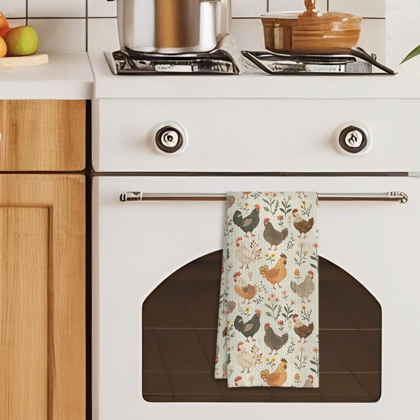 Farmhouse Chicken Rooster Kitchen Towels, Chicken Dish Towels, Rooster Decor Hand Towel for Bathroom Kitchen Decor, Cock Mom Lady Gifts, 16x24 Inch