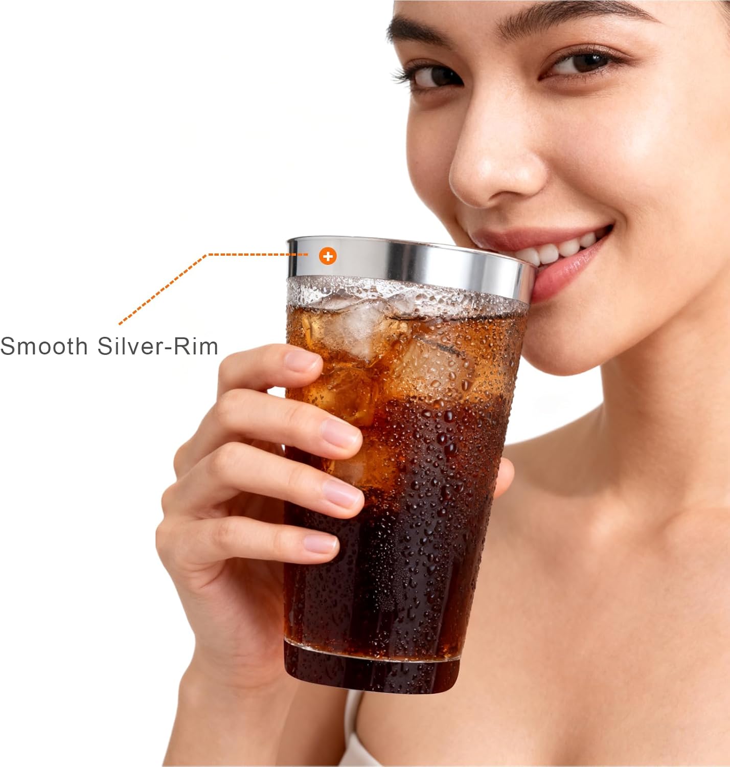 100 Pcs Silver Plastic Tumblers - 16 oz Clear and Silver Rim Plastic Wine Cups, Big Size Fancy Disposable Party Cup Beverage Drinking Cup for Party, Wedding, Halloween, Thanksgiving & Christmas