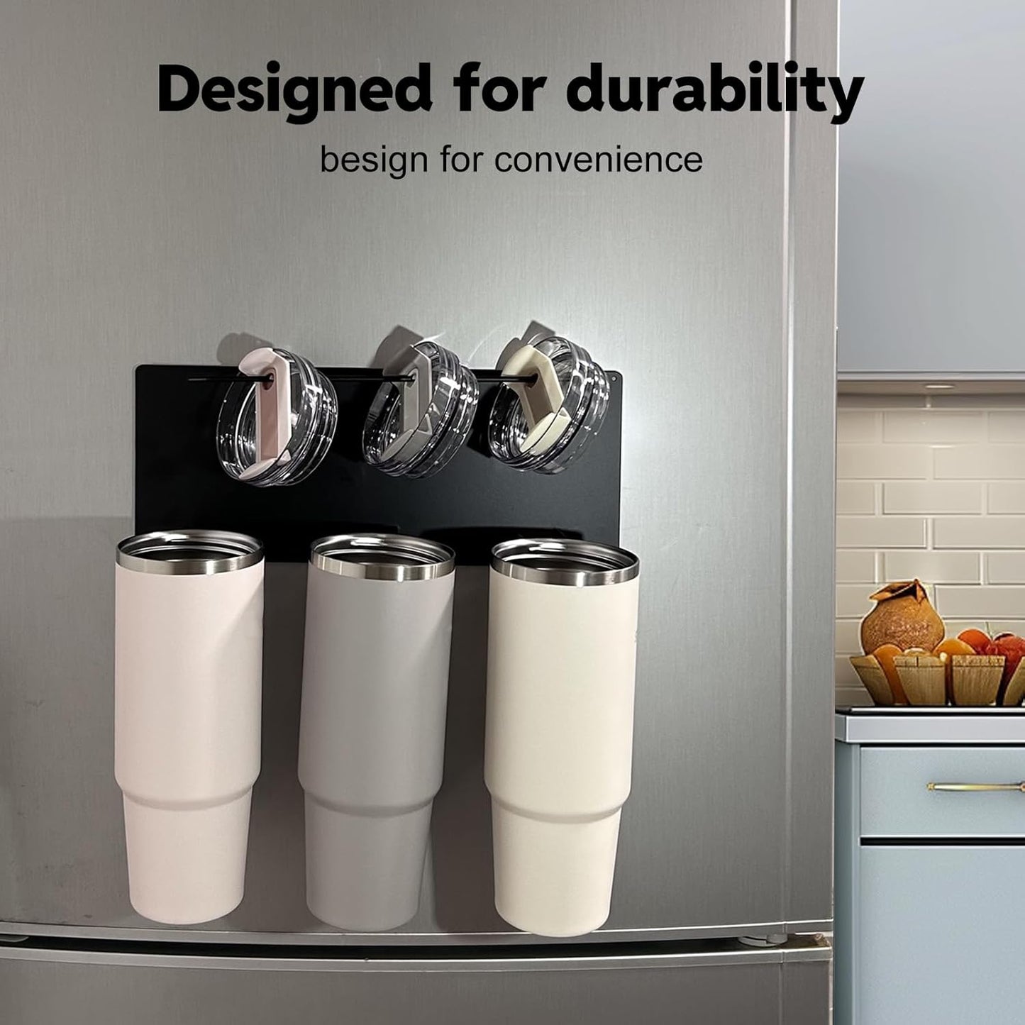 2Pack Magnetic Tumbler Holder for Fridge Magnetic Cup Holder and Refrigerator Cup Organizer for 30/40oz Tumblers Such as Stanley Kitchen Storage & Organization Accessories
