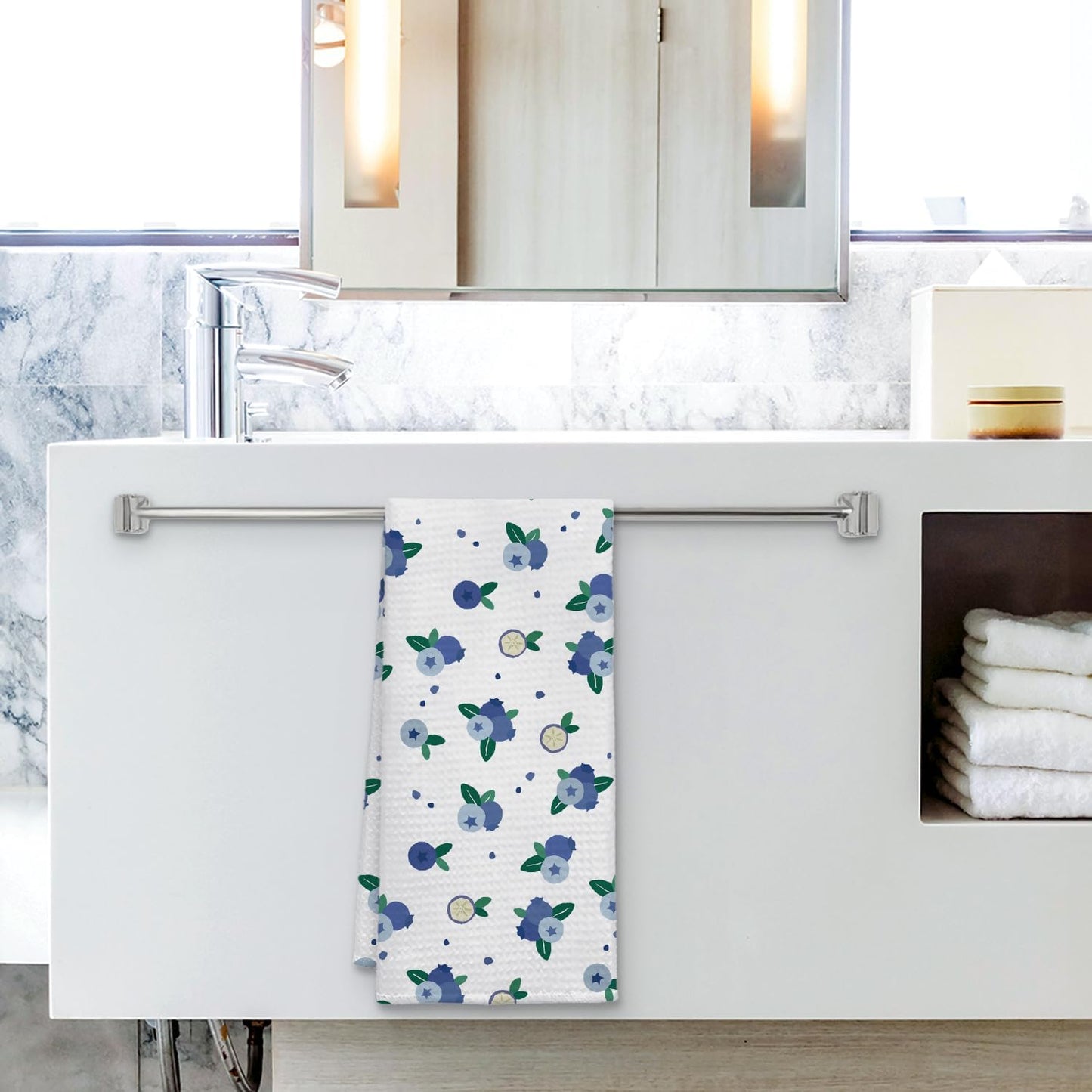 Blueberry Decor Kitchen Towel, Blueberry Hand Towel Dish Towel for Kitchen Bathroom Decor, Fruit Lover Gifts, 16x24 Inches