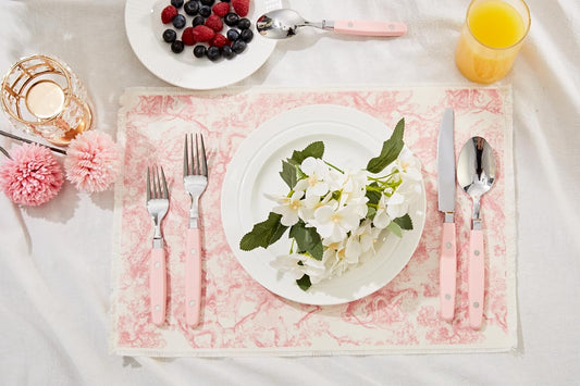 ANNOVA Silverware Set, Retro/Rivet Colorful Stainless Steel Tableware Kitchen Flatware Set Utensils, Includes Dinner Knives, Forks, Spoons, Salad Forks & Dessert Spoons (Light Pink, 20 Pieces)