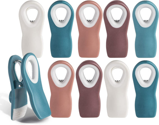 COOK WITH COLOR Bag Clips with Magnet- Food Clips, Chip Clips, Bag Clips for Food Storage with Airtight Seal Grip for Bread Bags, Snack Bags and Food Bags (Teal and Mauve, Pack of 10)