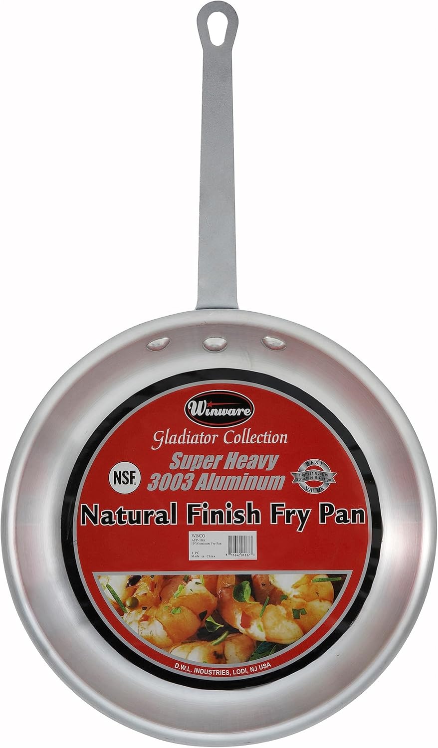 Winco Commercial-Grade Aluminium Fry Pan/Skillet, Natural Finish, 8"