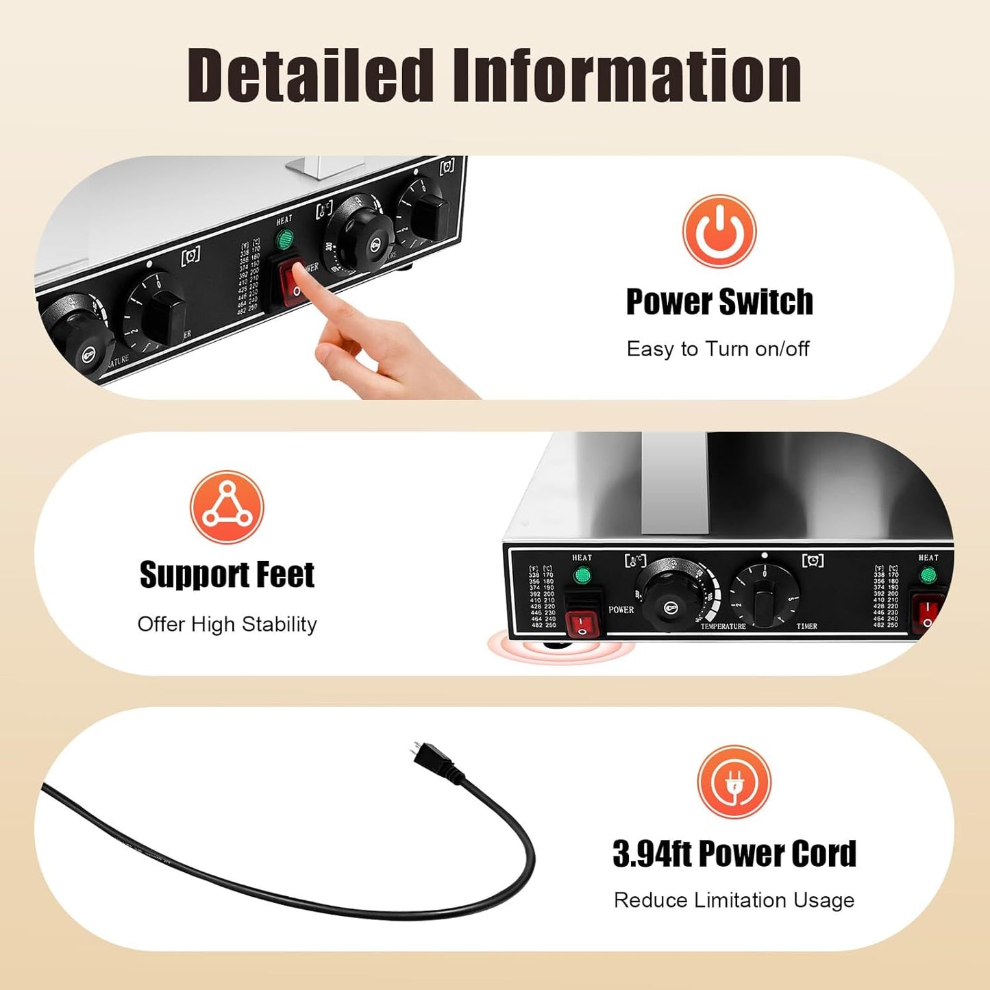 2400W Commercial Waffle Maker, Double Belgian Waffle Maker, 110V Stainless Steel Waffle Iron with Non-Stick Coating, Adjustable Thermostat, for Restaurant Bakery Home Breakfast