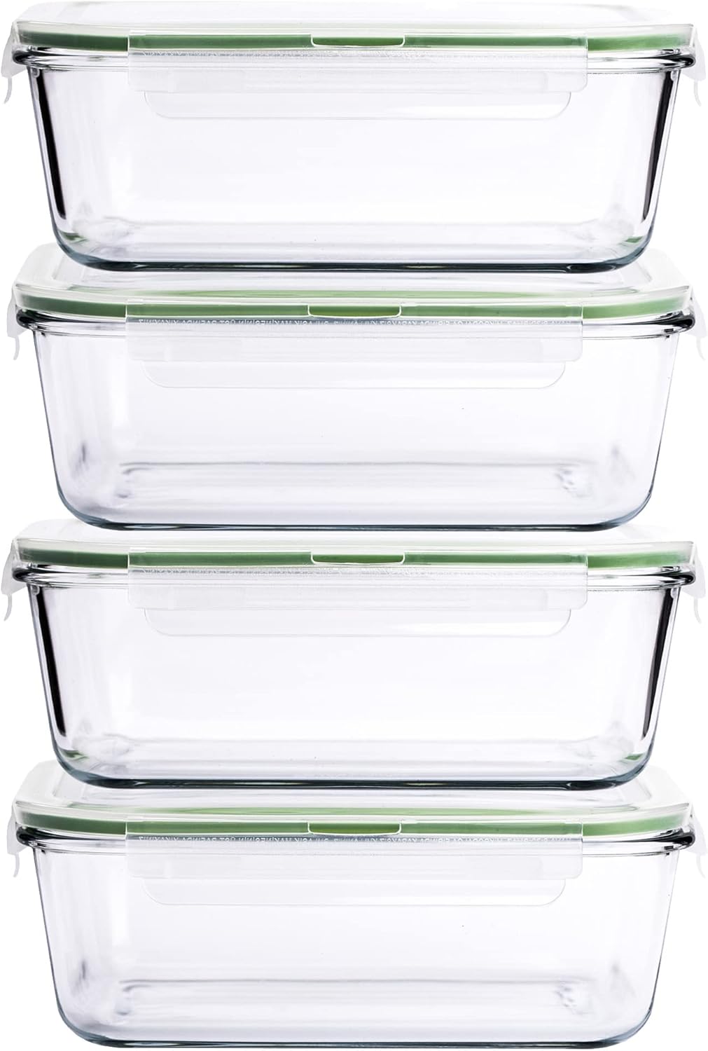 63 oz Glass Storage Container with locking airtight lids (4, 63 OZ)