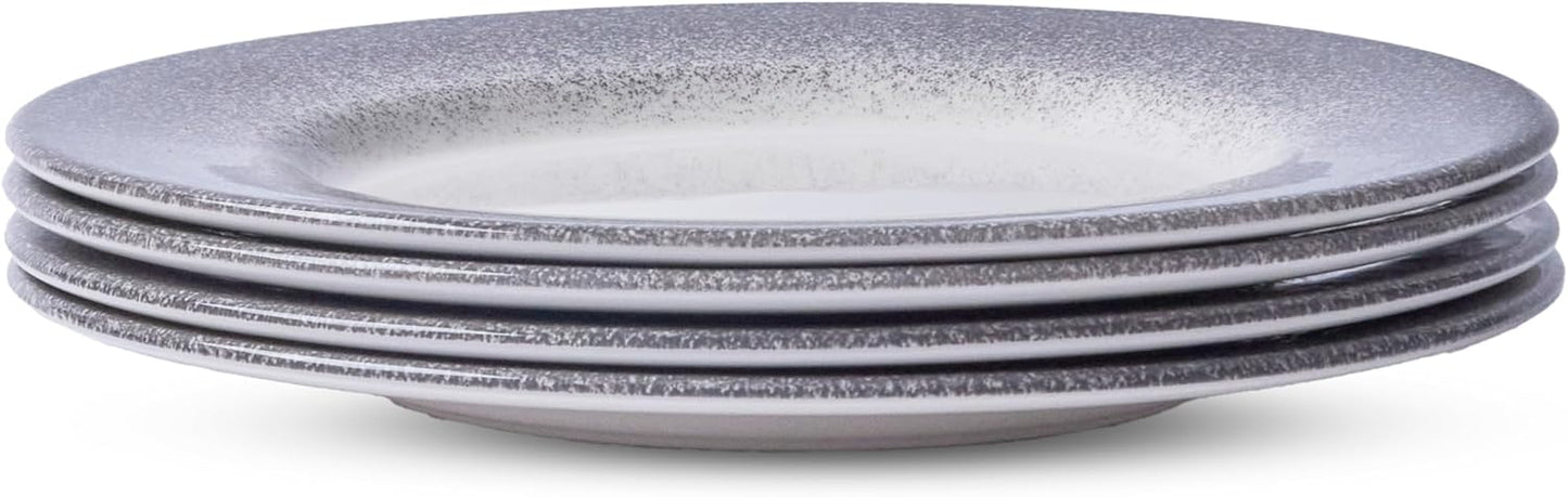Portmeirion Potter's Mist 8" Dinner Plate (Set of 4) - Handcrafted Earthenware Plates with Accent Rim, Microwave & Dishwasher Safe - Ideal Tableware for Modern & Traditional Dining (Grey Mist)