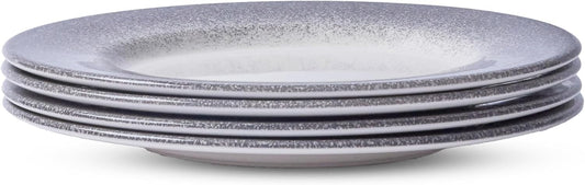 Portmeirion Potter's Mist 8" Dinner Plate (Set of 4) - Handcrafted Earthenware Plates with Accent Rim, Microwave & Dishwasher Safe - Ideal Tableware for Modern & Traditional Dining (Grey Mist)