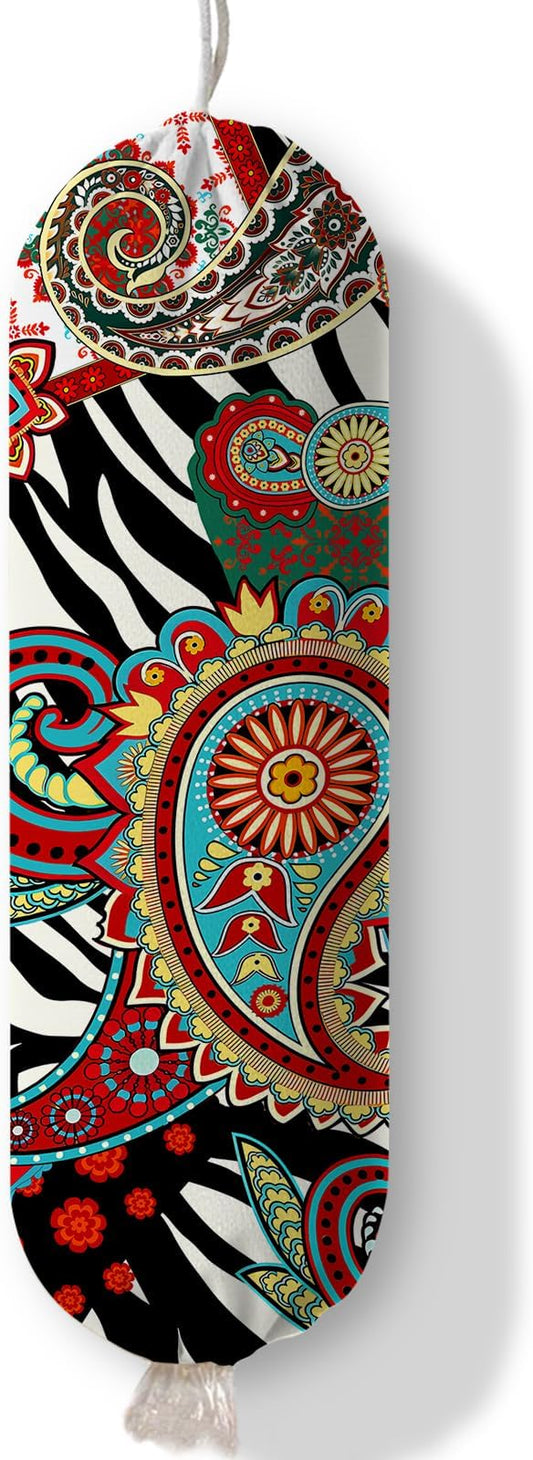 Plastic Bag Holder Bohemian Bag Holder Dispenser, Plastic Grocery Organizer & Wall Mount Paper Trash Bags Saver Storage for Kitchen Home Pantry Decor, Shopping Bags Storage Dispenser