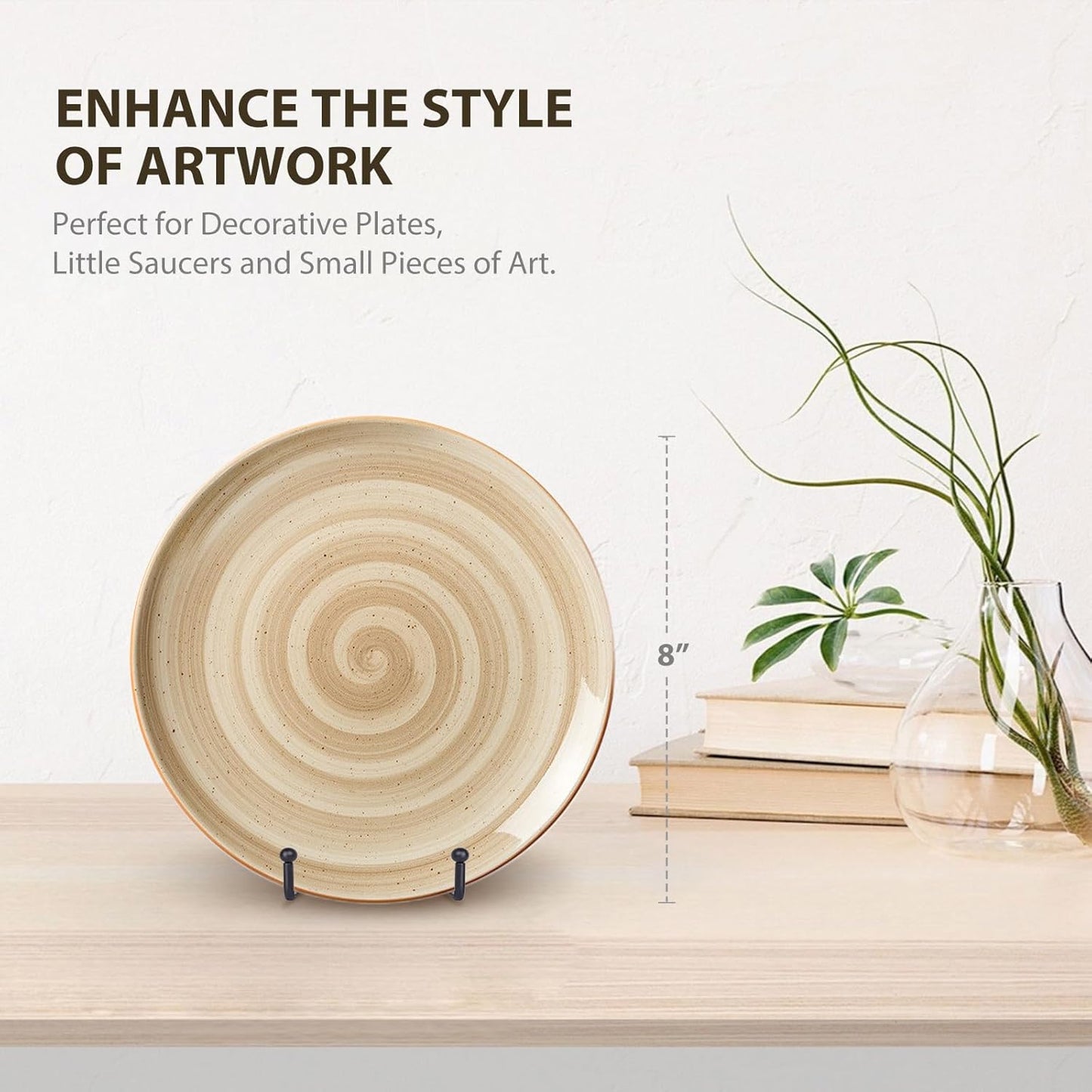 LIONWEI LIONWELI Plate Display Stand Easel Holders - 3" Tabletop Metal Stands for Small Decorative Plates, Photos & Picture Frames - Black, 4-Pack