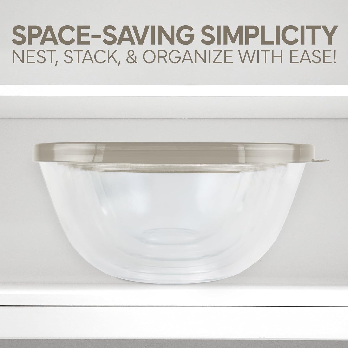 COOK WITH COLOR 12 Pc Glass Mixing Bowl Set with Lids – Borosilicate Glass Nesting Bowls for Cooking, Baking and Meal Prep, Brown