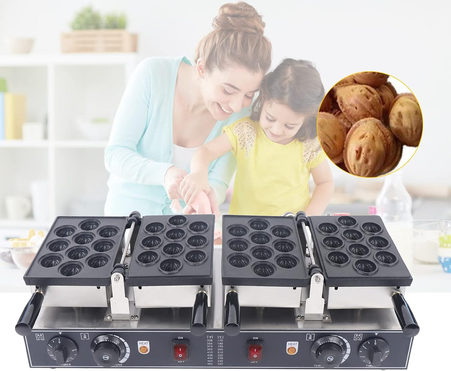 Electric Bubble Egg Cake Maker Oven Stainless Non-Stick Waffle Baker Machine 20pcs Mini Bubble Waffle Machine Waffle Maker Hong Kong Egg Waffler Iron Griddle 1500W for Breakfast Gift