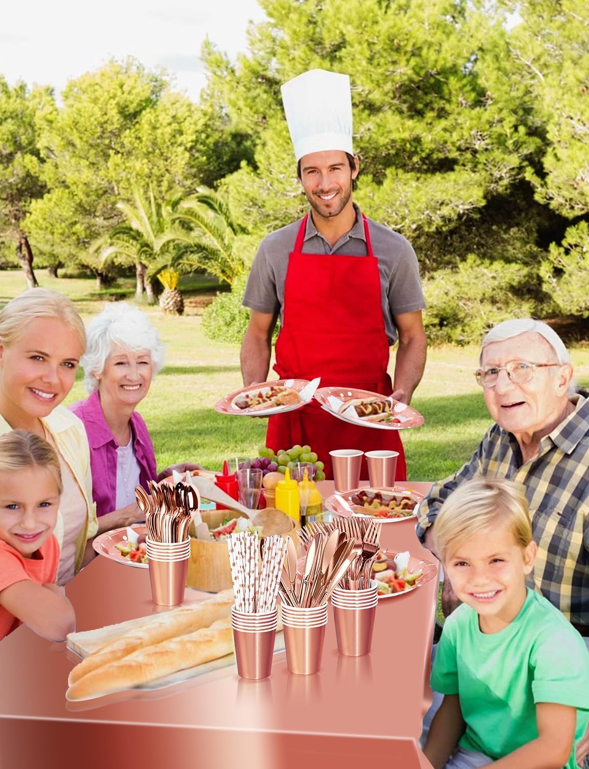 Birthday Party Tableware, 161 Pieces Rose gold Party Supplies, Dinnerware Sets Include Paper Plates Napkins Cups Silverware, for Shower Engagement Parties Decoration -20 Serves